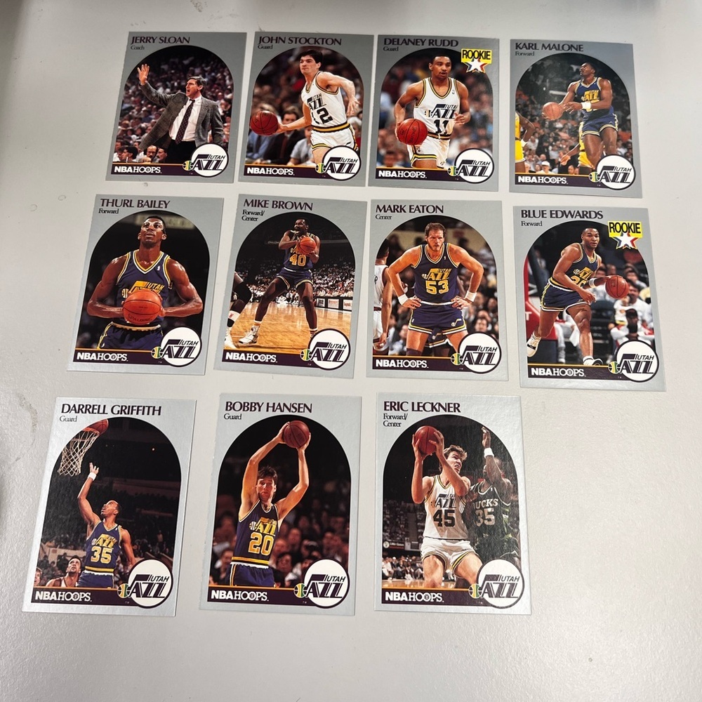 Vintage NBA Hoops Utah Jazz Player Lot 1990-91 Basketball Cards